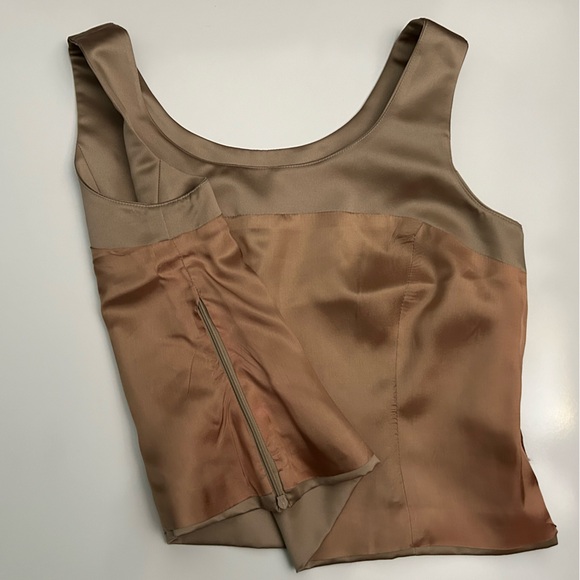 Vintage VIE by Victoria Royal Women's Taupe Shell Crop Lined Side-Zip Sz 10 - Picture 7 of 13